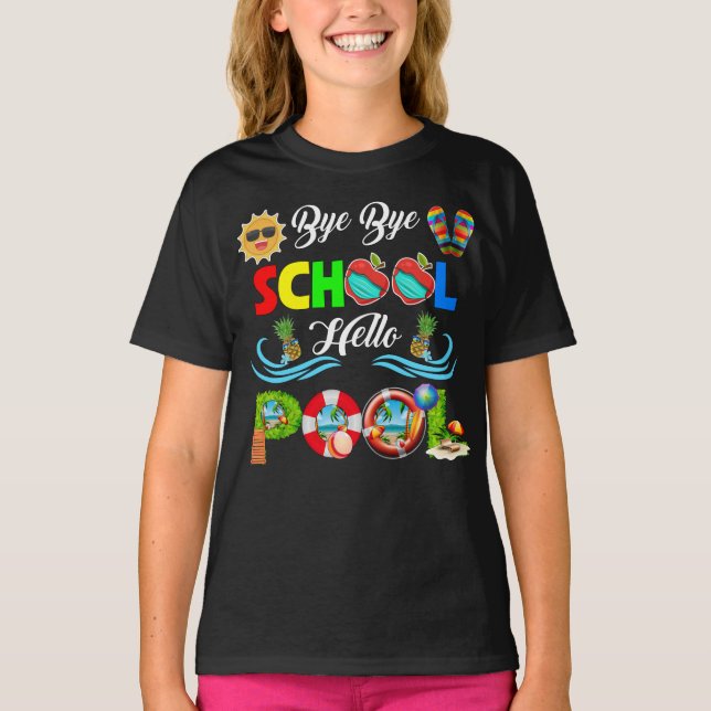 Camiseta Adiós escuela Hola piscina de profesores verano (Anverso)