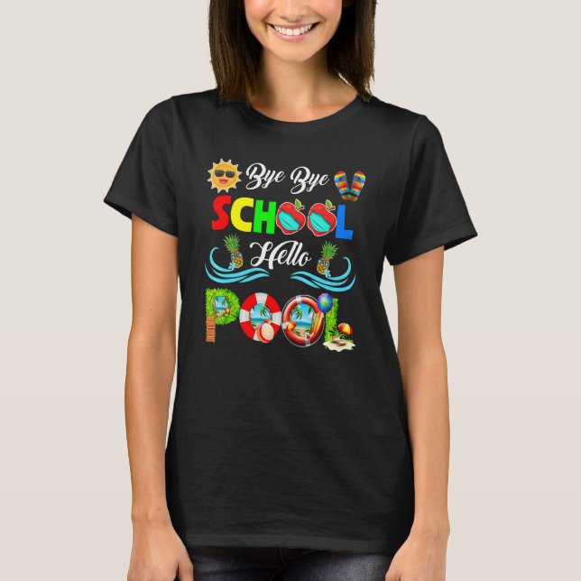 Camiseta Adiós escuela Hola piscina de profesores verano (Anverso)