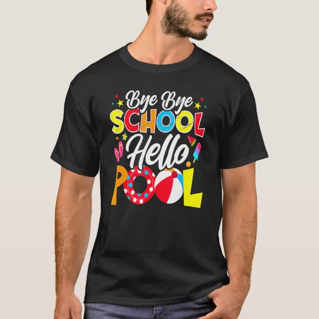 Camiseta Adiós escuela Hola profesora de billar verano 1 (Anverso)