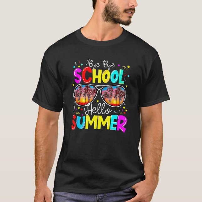 Camiseta Adiós escuela Hola verano gafas de sol Vaca (Anverso)