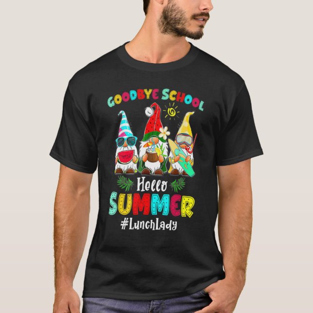 Camiseta Adiós escuela Hola verano vacaciones Gnome present (Anverso)