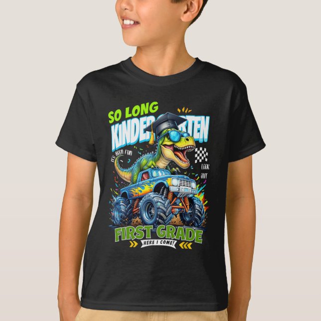 Camiseta Adiós Graduado de Kinder Dinosaurio 1er Grado H (Anverso)