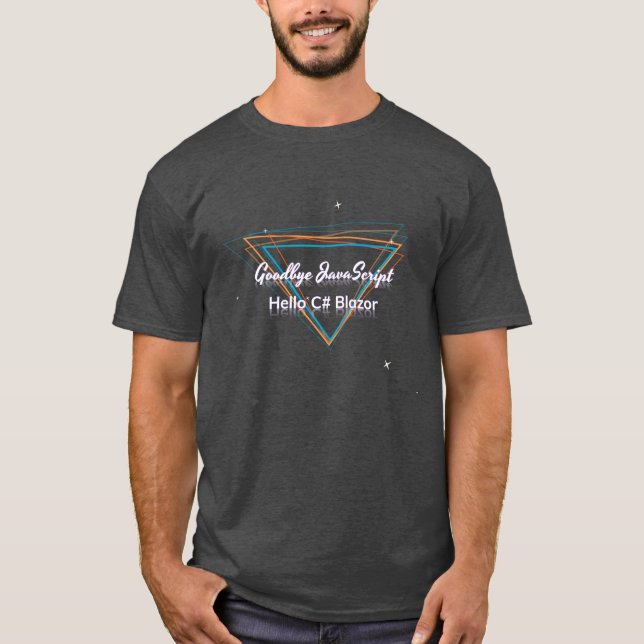 Camiseta Adiós Javascript: Hola C# Blazor (Anverso)