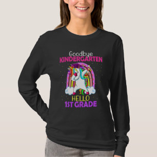 Camiseta Adiós Kindergarten Hola niños unicornios de primer