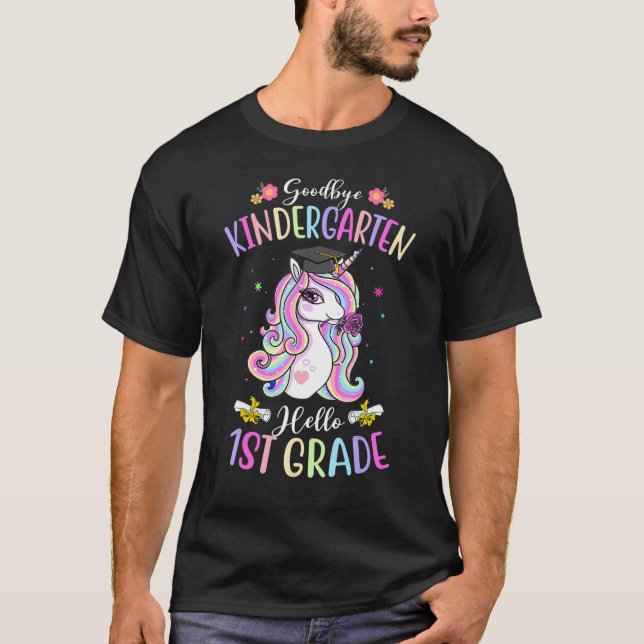 Camiseta Adiós Kindergarten Hola primer grado Unicorn Gradu (Anverso)