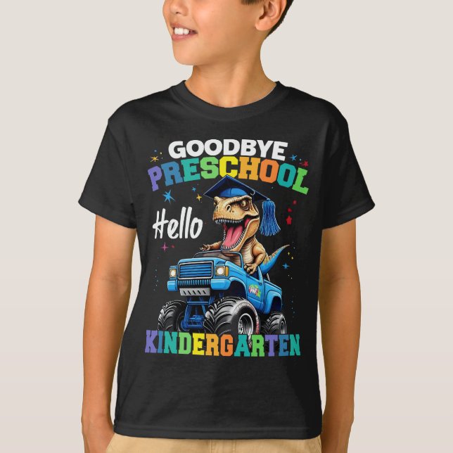Camiseta Adiós monstruo preescolar camionero T rex Graduaci (Anverso)