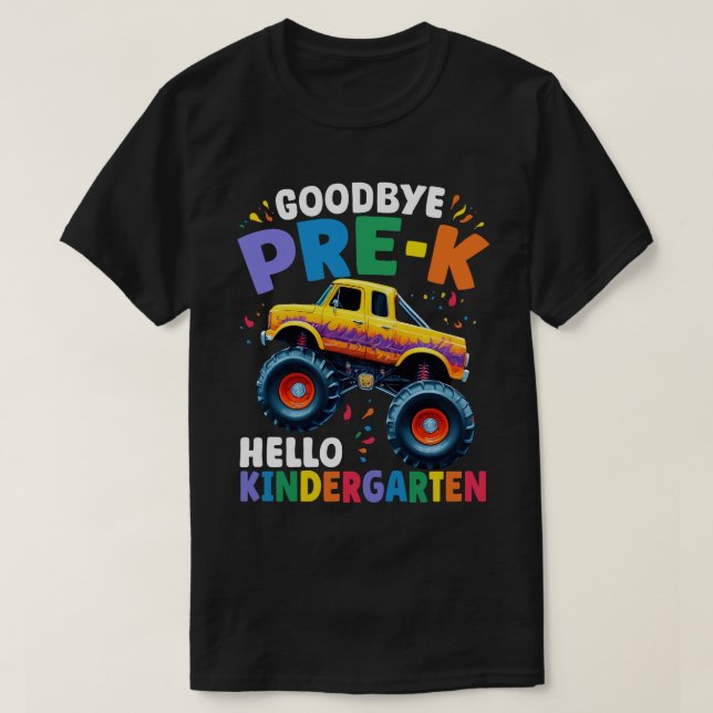 Camiseta Adiós niños de graduación de camiones pre-k monste (Diseño del anverso)