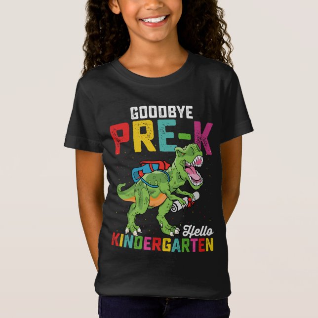 Camiseta Adiós Pre K Hello Kindergarten T Rex School (Anverso)