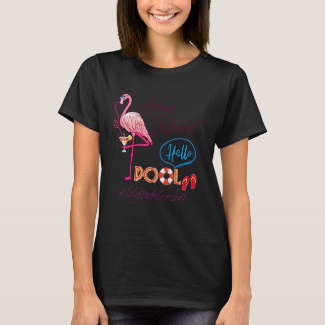 Camiseta Adios School Hello Pool Summer Flamingo 1er grado (Anverso)