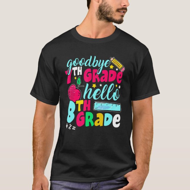 Camiseta Adiós séptimo grado Hola octavo grado Cute primer  (Anverso)