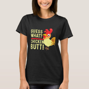 Camiseta Adivina Qué Diseño de Trasero de Pollo Blanco T-