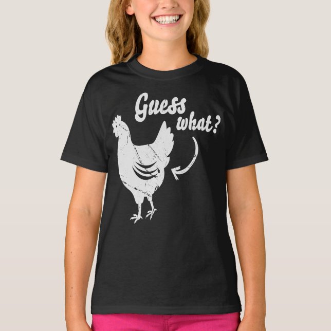 Camiseta Adivina qué divertido es el pollo pero blanco (Anverso)