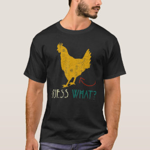 Camiseta Adivinanza Divertida, Culo de Pollo! Diseño Blanco