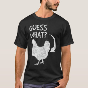 Camiseta Adivinanza Divertida, Culo de Pollo! Diseño Blanco