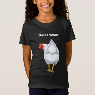 Camiseta Adivinen qué gallina blanco