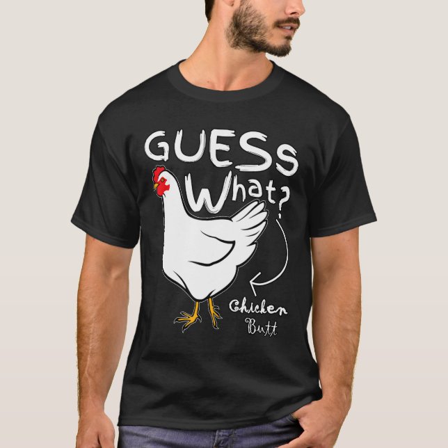 Camiseta Adivinen qué hombres gráficos de pollo con toro de (Anverso)