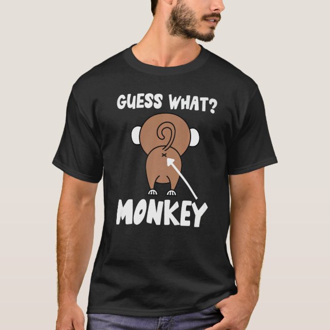 Camiseta Adivinen qué mono mató al mono en el Chiste de mon (Anverso)