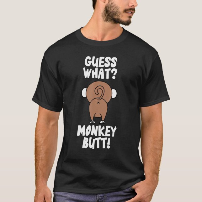 Camiseta Adivinen qué mono mató al mono en el Chiste de mon (Anverso)