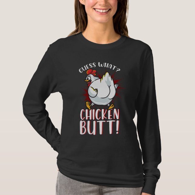 Camiseta Adivinen Qué Pollo Pero Meme Chicken Butt Tshirt (Anverso)