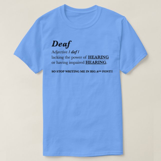 CAMISETA ADJETIVO DEAF (Diseño del anverso)