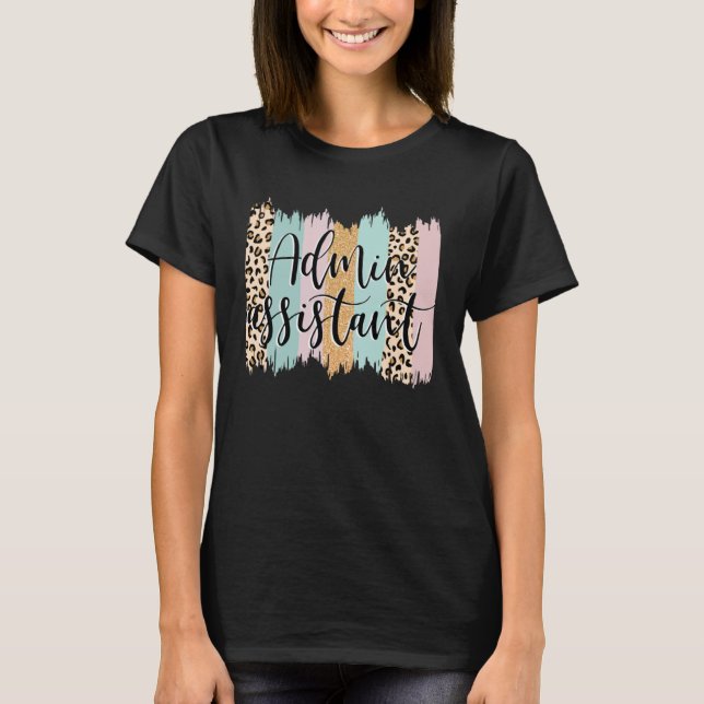 Camiseta Admin Assistant Rainbow Leopard Team Office Staff  (Anverso)