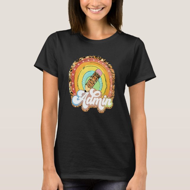 Camiseta Admin Leopardo Lápiz Arcoíris De vuelta a la escue (Anverso)