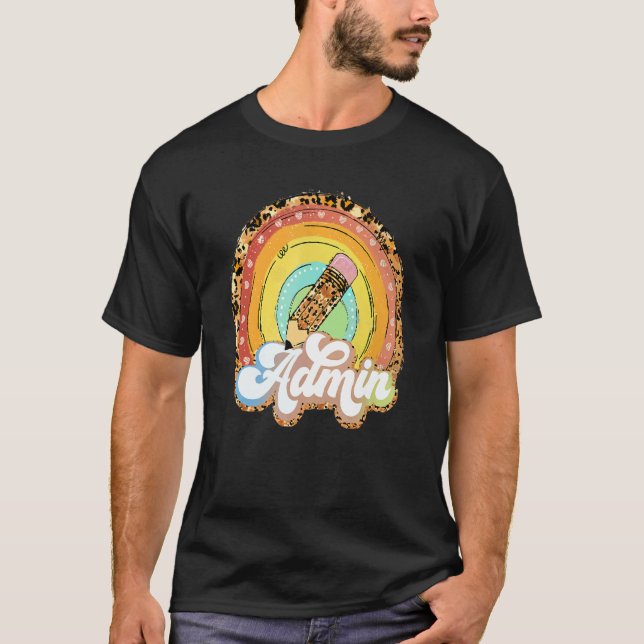 Camiseta Admin Leopardo Lápiz Arcoíris De vuelta a la escue (Anverso)