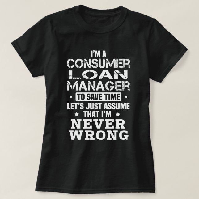 Camiseta Administrador de préstamos para consumidores (Diseño del anverso)