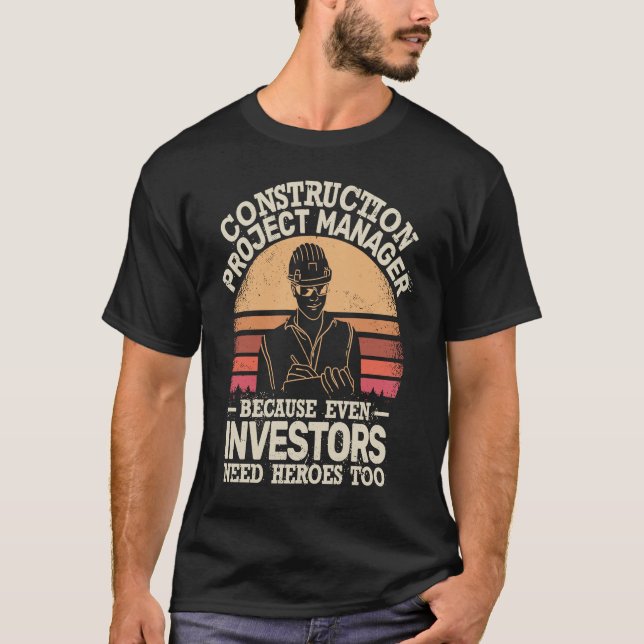 Camiseta Administrador de proyectos de construcción retro h (Anverso)