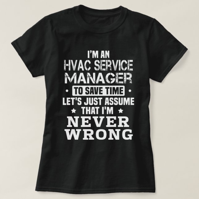 Camiseta Administrador de servicios de HVAC (Diseño del anverso)