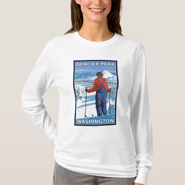 Camiseta Admiración del esquiador - pico del glaciar, (Anverso)