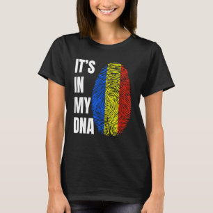 Camiseta ADN de huella digital Biometría Bandera rumana Rum