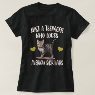 Camiseta Adolescente Ama Gatos American Shorthair
