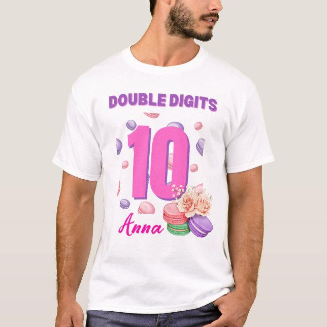 Camiseta Adolescente Cumpleañera de Macarrones con Dígitos  (Anverso)
