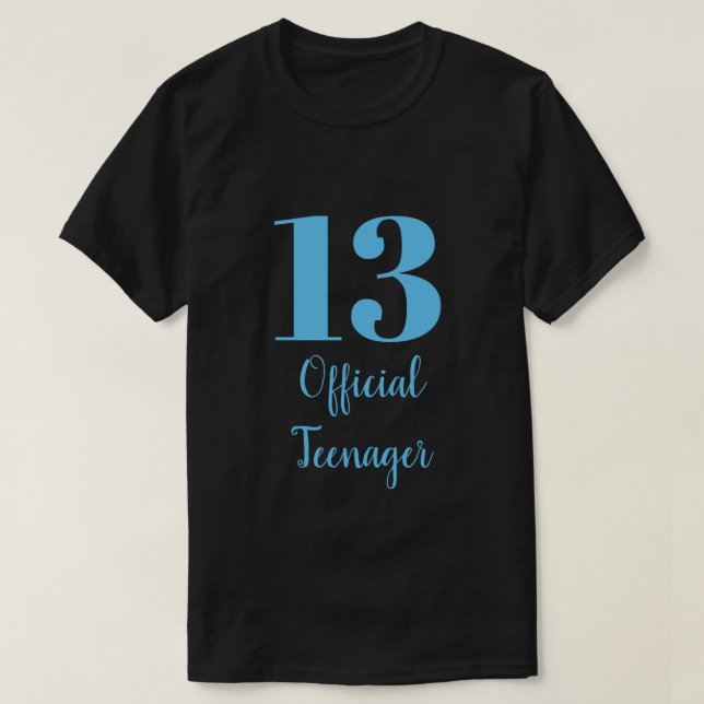 Camiseta Adolescente oficial 13º cumpleaños Sky Blue Black (Diseño del anverso)