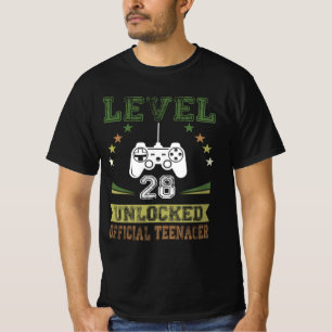 Camiseta Adolescente Oficial 28 Años, Nivel 28 Desbloqueado