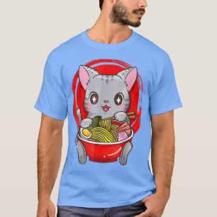 Camiseta Adolescente Ramen Cat Anime Kawaii Neko Chica japo