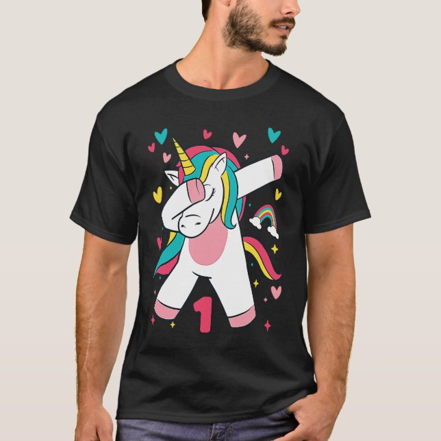 Camiseta Adolescentes de 1 año Chicas dabbing Unicorn prime (Anverso)