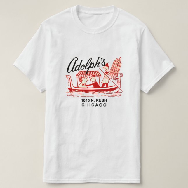 Camiseta Adolph's Restaurant, 1045 N. Rush St. Chicago (Diseño del anverso)