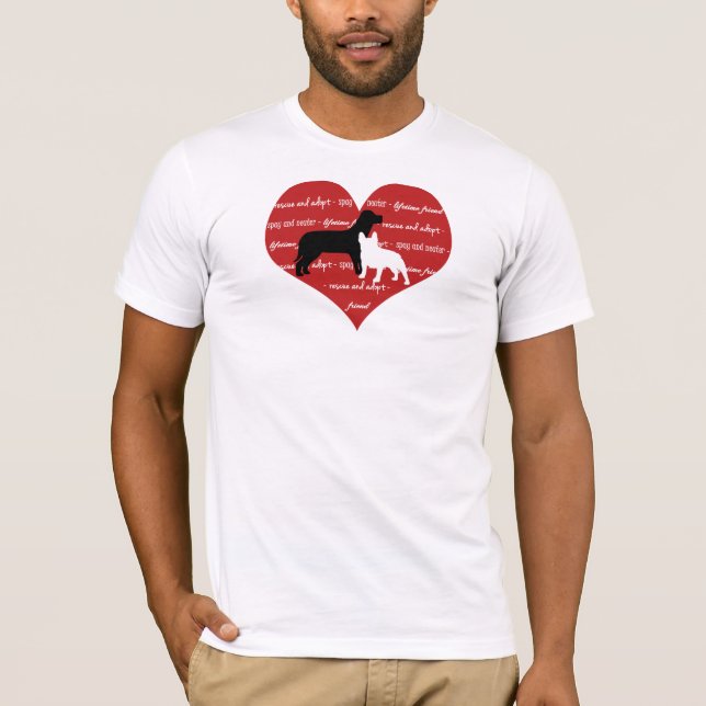 Camiseta Adopción de perros y corazón de rescate (Anverso)