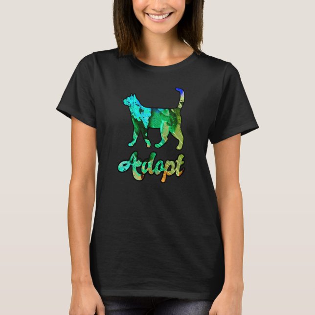 Camiseta Adopción de un gato arcoiris colorido (Anverso)