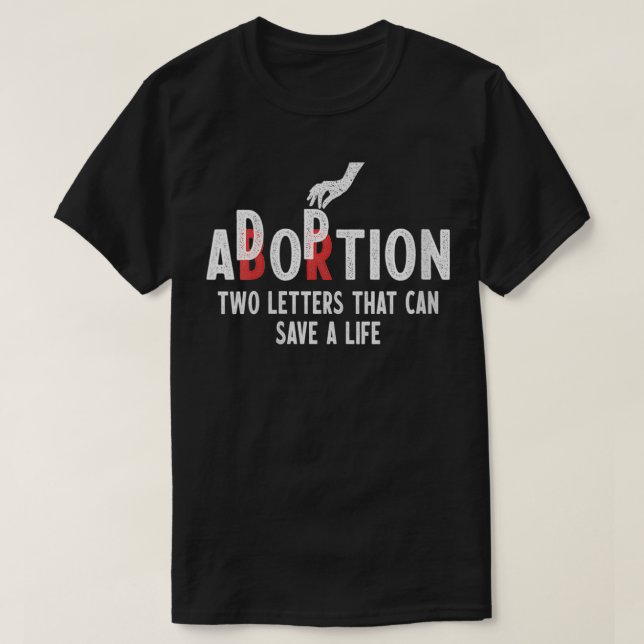 Camiseta Adopción femenina no aborto Dos letras salvan la v (Diseño del anverso)