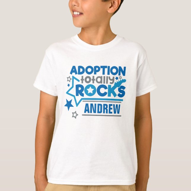 Camiseta Adopción personalizada Rocks Blue Gray (Anverso)