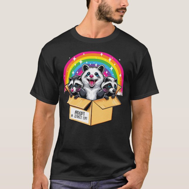 Camiseta Adopt a Street Cat Shirt Team Trash Raccoon Opossu (Anverso)