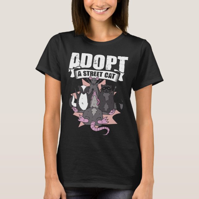 Camiseta Adopt A Street Cat Street Cat Trash Animal Possum  (Anverso)