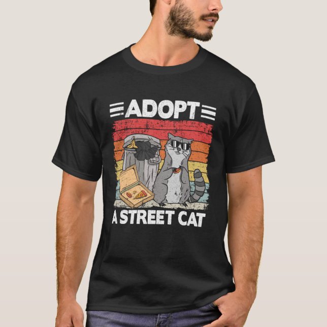 Camiseta Adopt A Street Cat Trash Can Garbage Panda Pizza R (Anverso)