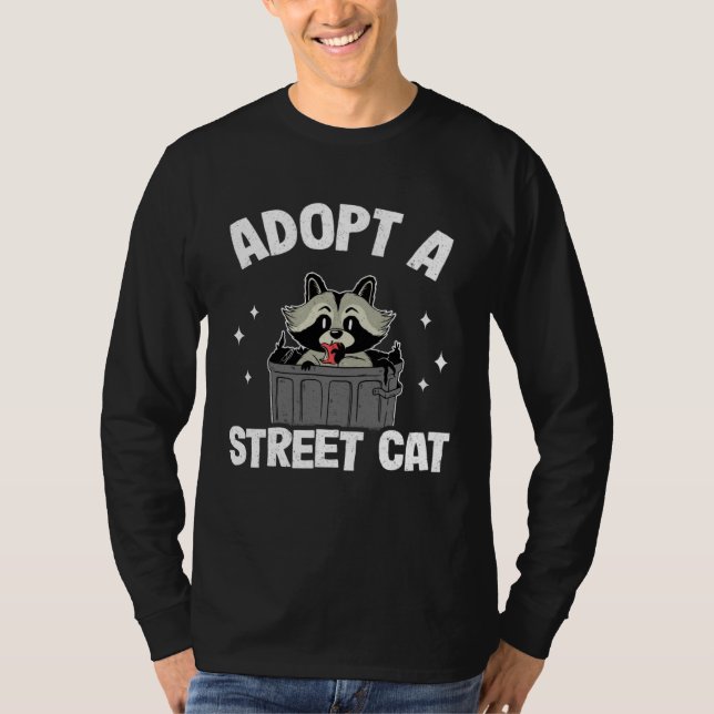 Camiseta Adopt A Street Cat Trash Garbage Panda Funny Racco (Anverso)
