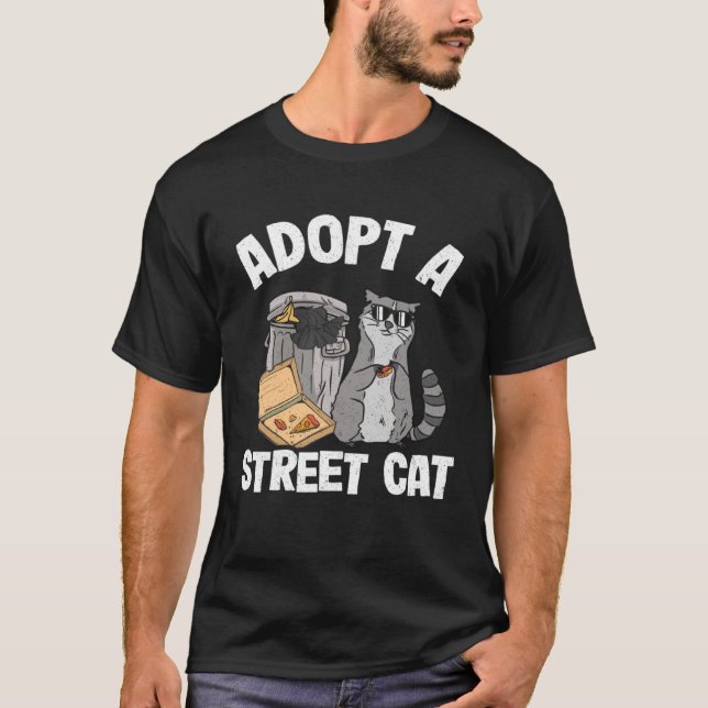 Camiseta Adopt A Street Cat Trash Garbage Panda Pizza Racco (Anverso)