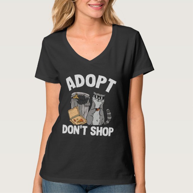 Camiseta Adopt Don t Shop Trash Garbage Panda Raccoon (Anverso)