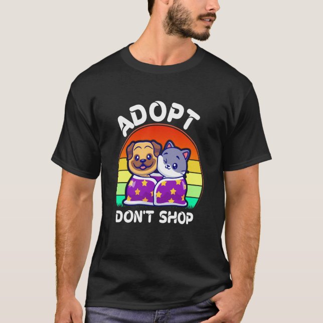Camiseta Adopt Don't Shop Stuff Adopt Cat Dog Family Member (Anverso)